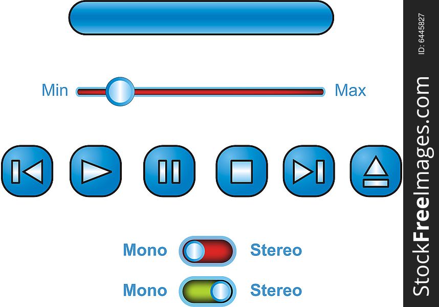 Number of blue web or music buttons for designers. Has  attachment. Number of blue web or music buttons for designers. Has  attachment.