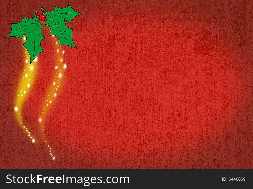 Abstract christmas background with mistletoe, star, element for design,  illustration