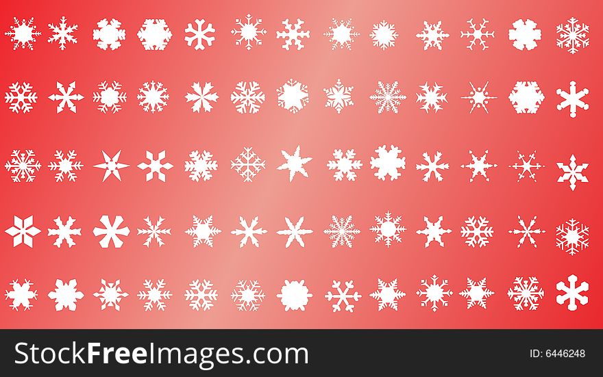 White snowflakes on red background vector