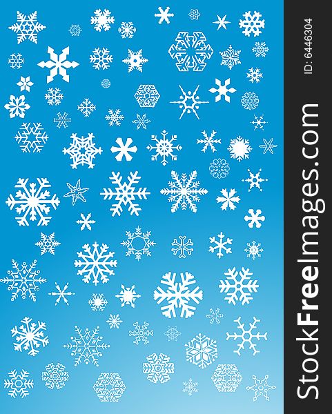 White snowflakes on blue background vector