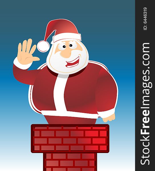 Santa Claus in chimney vector illustration