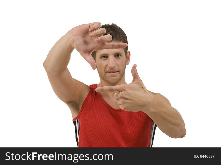 Adult Man Showing Framing Gesture