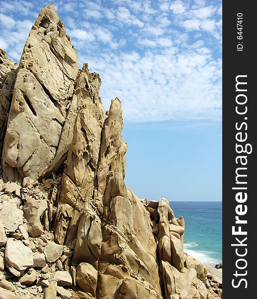 Rocks sculpted by water and wind on Lovers' beach in Cabo San Lucas, Mexico. Rocks sculpted by water and wind on Lovers' beach in Cabo San Lucas, Mexico.