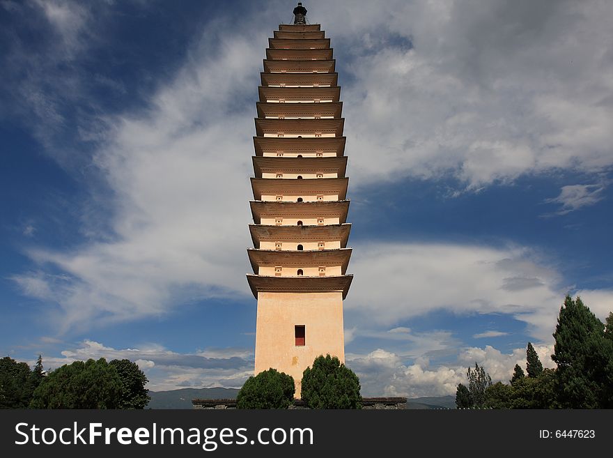 One of the three pagodas ，dali city ，china
