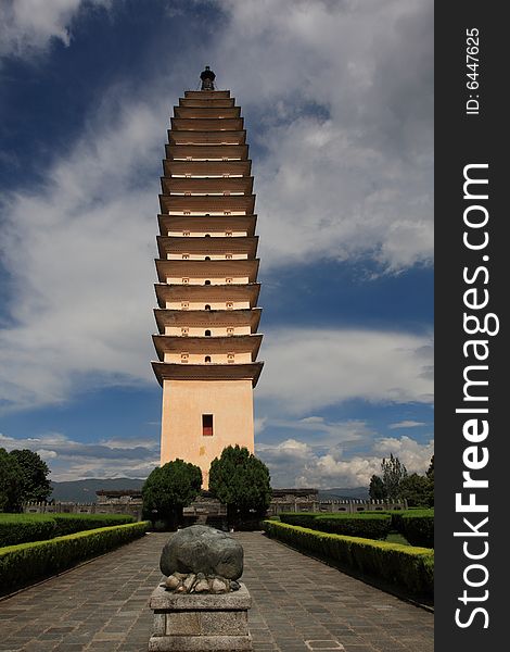 One of the three pagodas ，dali city ，china