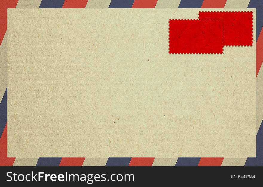 Envelope And Two Red Stamps