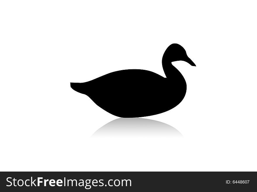 Duck black silhouette on the white. Duck black silhouette on the white