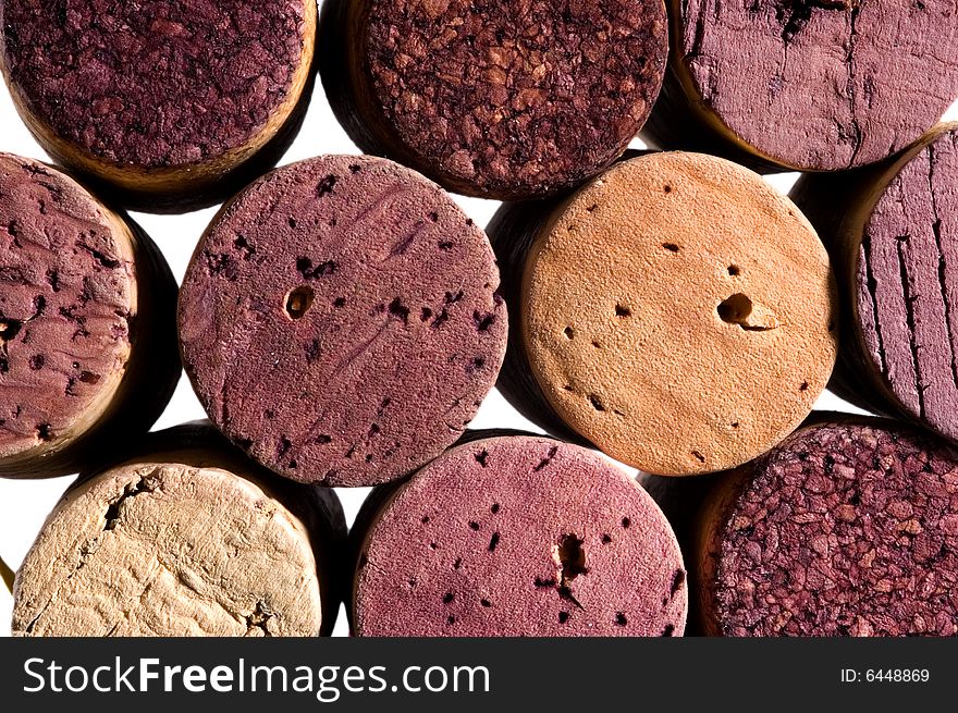Red wine corks on each other like barrels