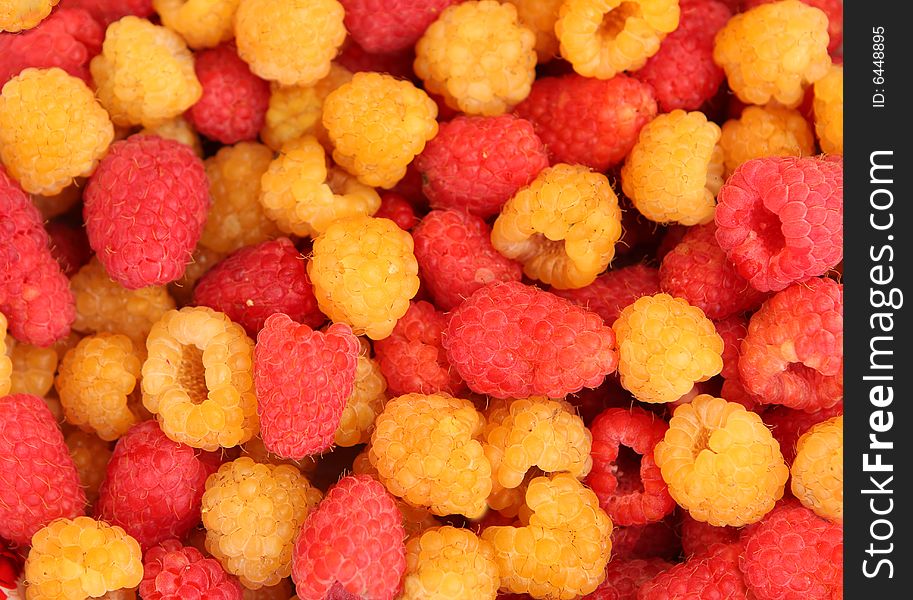 Red and yellow raspberry background