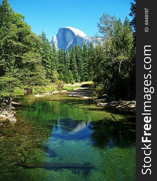 Merced River with Half Dome in back ground. Merced River with Half Dome in back ground.