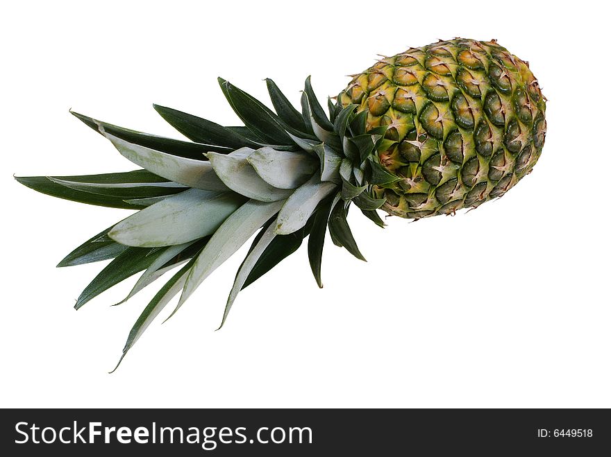 Lying big and ripe pineapple isolated on white background