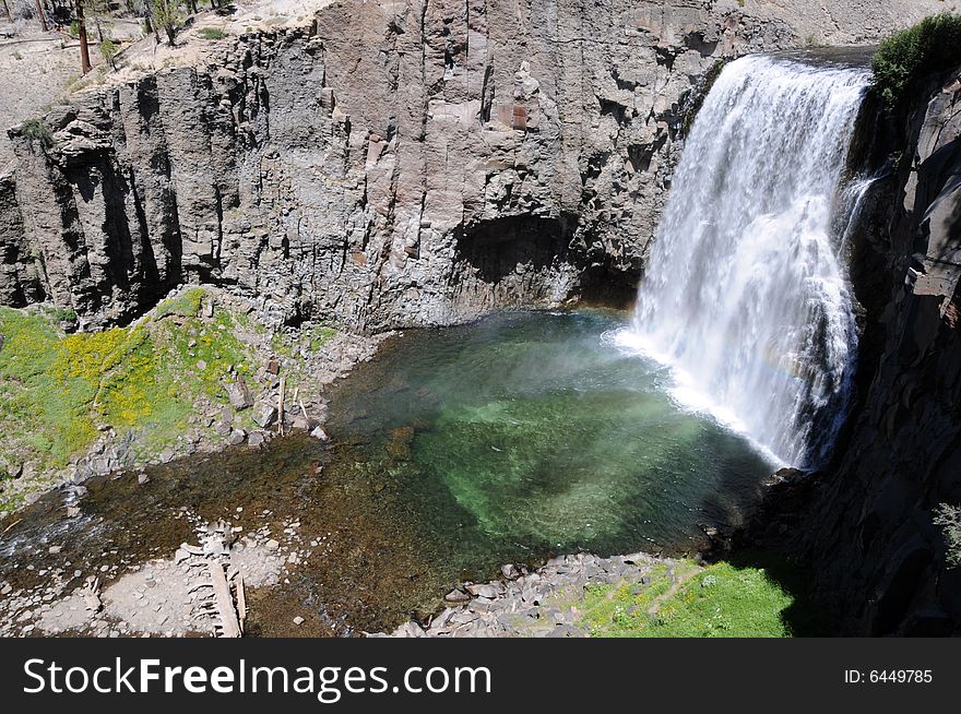 Rainbow waterfall near mammoth lake in california