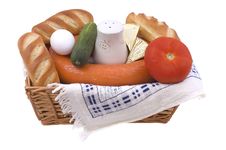 Wattled Basket With Food. Royalty Free Stock Images Wattled Basket With Food. Royalty Free Stock Images