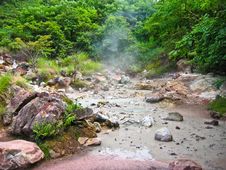 Volcanic Mud Pool With Bubbles In A Green Environment Royalty Free Stock Photography Volcanic Mud Pool With Bubbles In A Green Environment Royalty Free Stock Photography