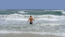 Man Surf Fishing Royalty Free Stock Image Man Surf Fishing Royalty Free Stock Image
