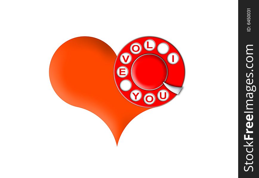 Heart and dial on a white background