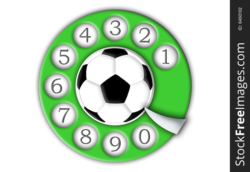 Football and dial on a white background