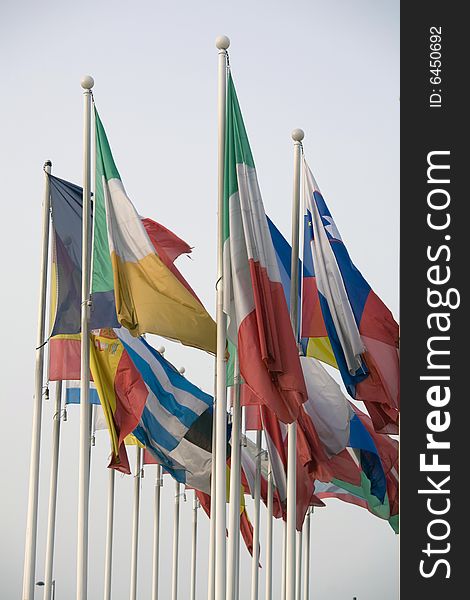 Euro flags in front of the european Parliament in Strasbourg