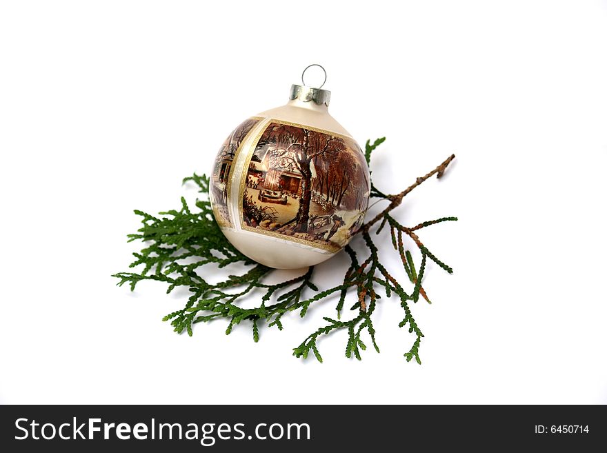 Painted ball as Christmas decoration. Painted ball as Christmas decoration