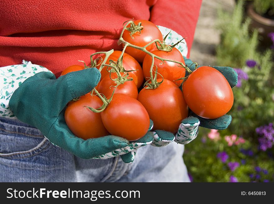 Girls Working In Her Garden