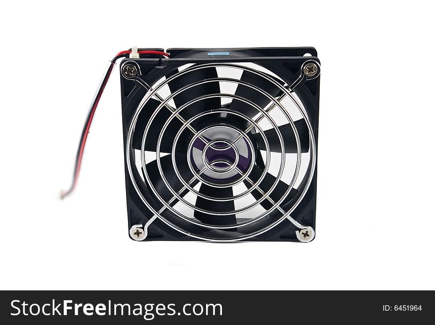 Computer cooling fan, isolated on white background.