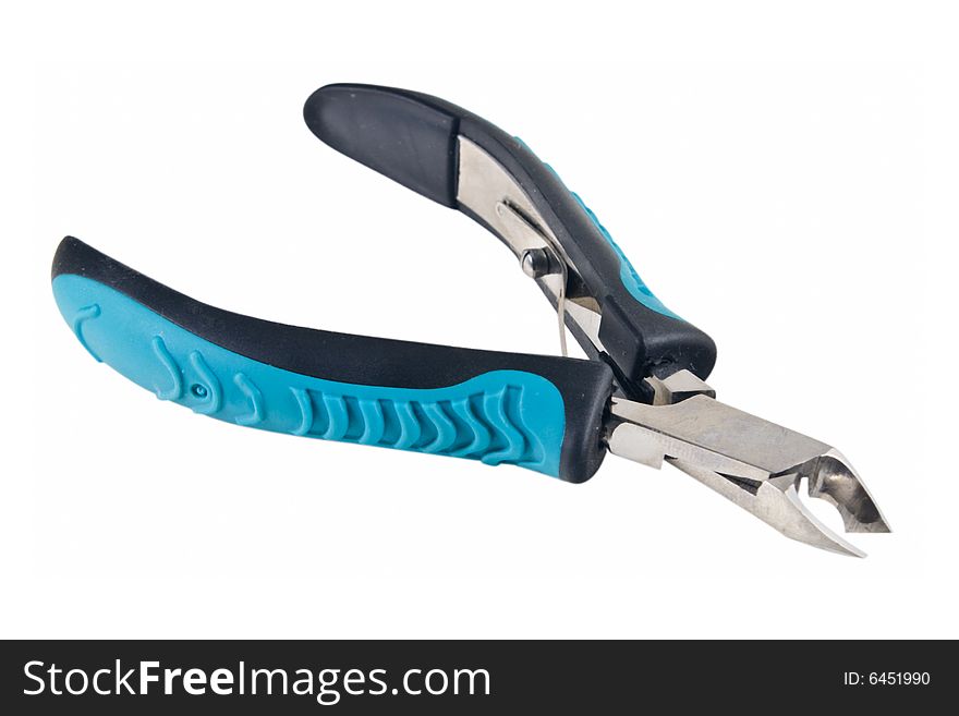 Toenail clippers isolated on white background w/clipping path.