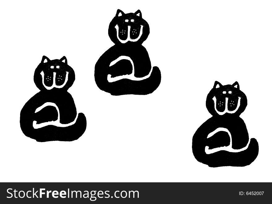 Three folk art style sitting, black, cats on white. Can be used for classroom, halloween or cards. Three folk art style sitting, black, cats on white. Can be used for classroom, halloween or cards.