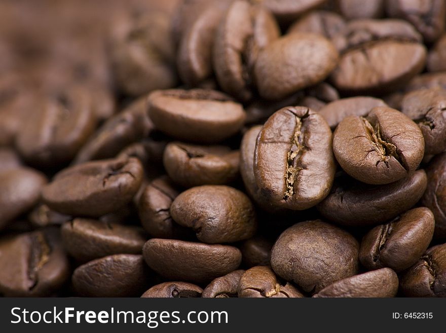 Pile Of Coffee Beans Close Up