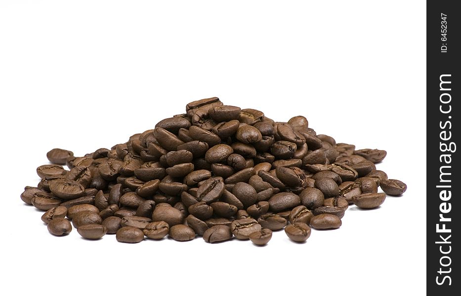 Coffee Beans Pile on White Background