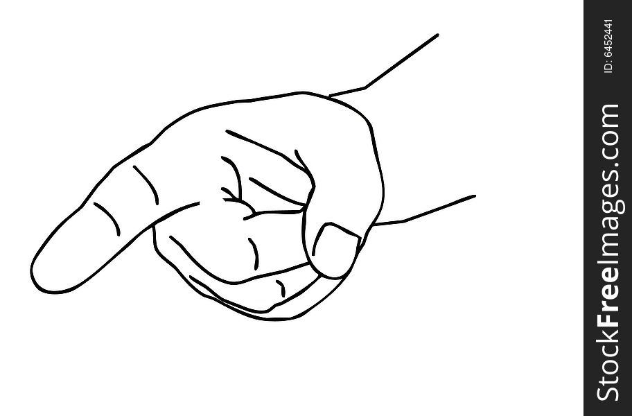Outline of the hand on white background