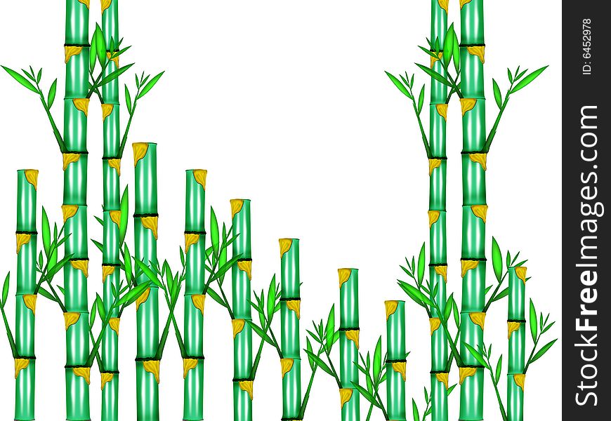 The bamboo trees and leaves designed by illustration