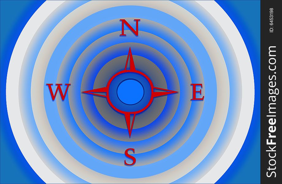 Directions in concentric circles in a blue background