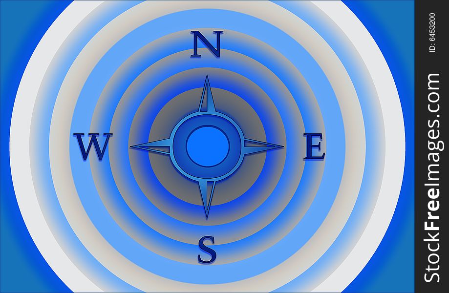 Directions in concentric circles in a blue background. Directions in concentric circles in a blue background