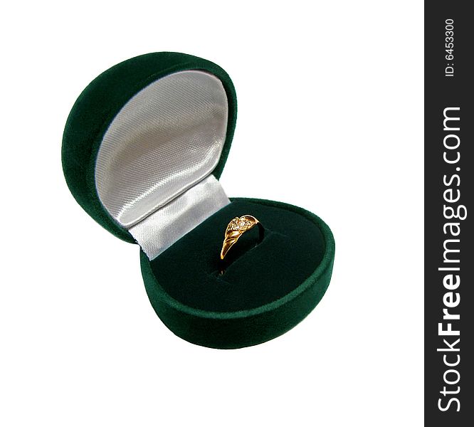 Green ring-box with gold ring