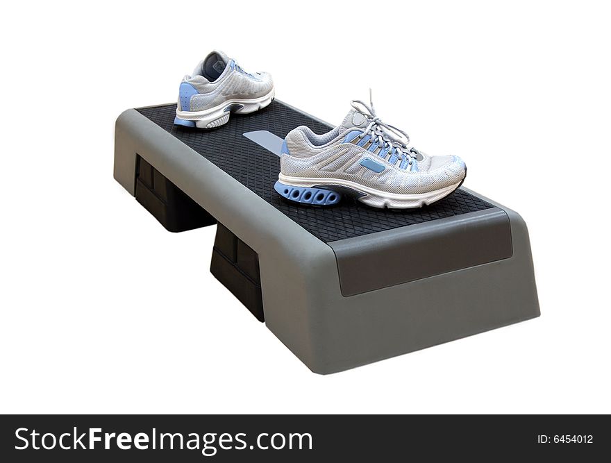 Sports footwear and platform for employment by aerobics and fitness