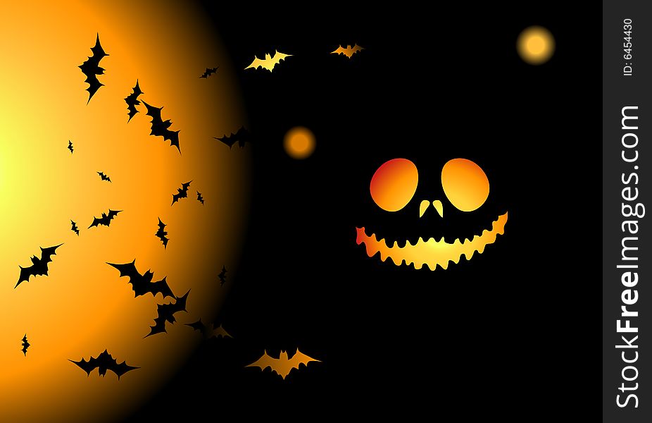 Halloween night background, vector illustration