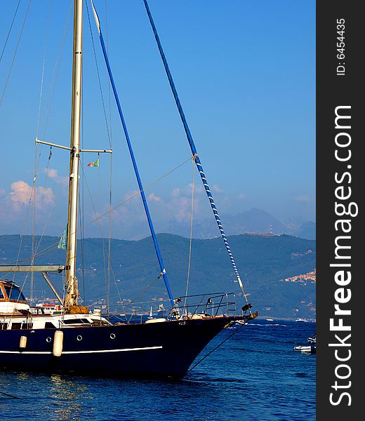 A suggestive shot of the prow of a saling boat. A suggestive shot of the prow of a saling boat