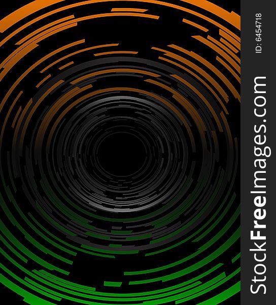 Vector illustration of a central abstract design in orange and green gradients with middle copy space. Vector illustration of a central abstract design in orange and green gradients with middle copy space.