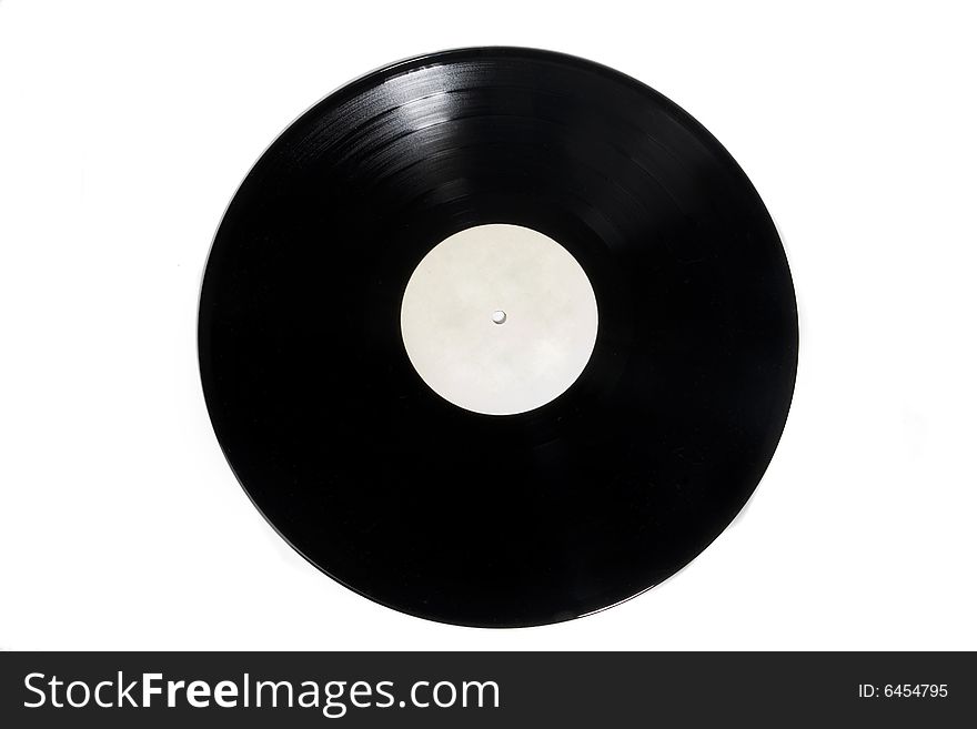 Vinyl record with white label on white ground