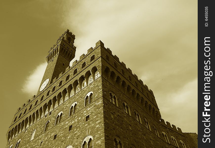 Beautiful monochrome of Palazzo Vecchio in Florence - Tuscany. Beautiful monochrome of Palazzo Vecchio in Florence - Tuscany