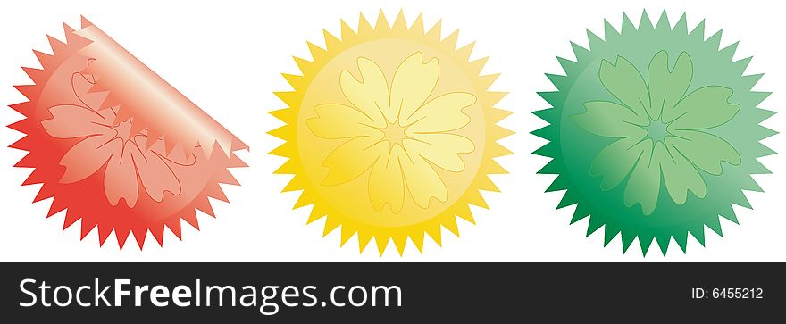 Vector set of color stickers with flowers