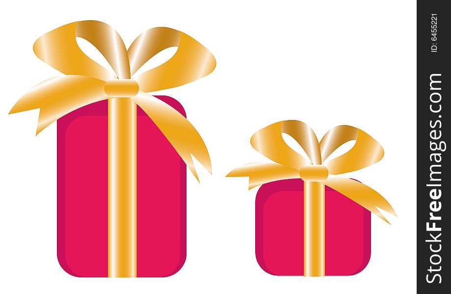 Vector illustration of two giftbox with golden bow