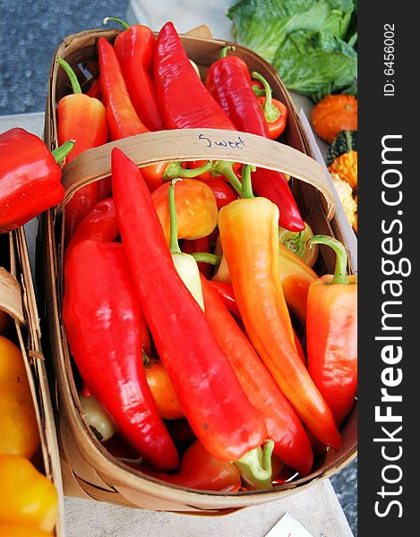 Red Peppers At The Farmers Market