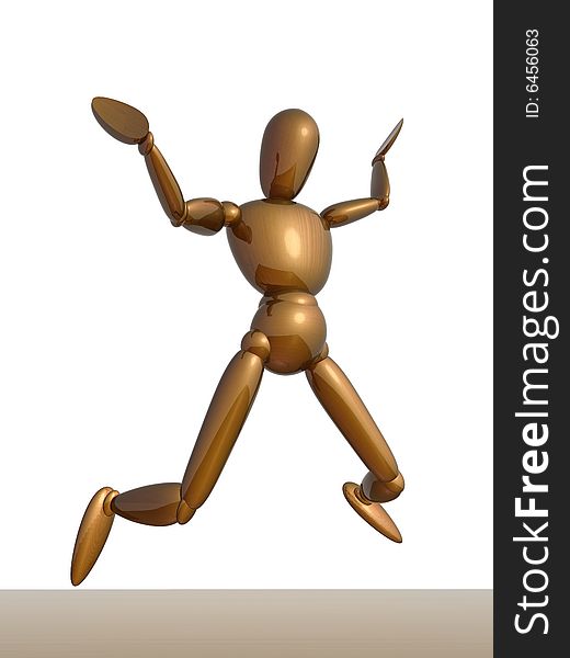 3d figurine jumping with excitement. 3d figurine jumping with excitement