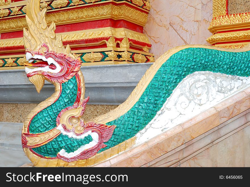 Dragon detail, Wat Chalong temple Thailand