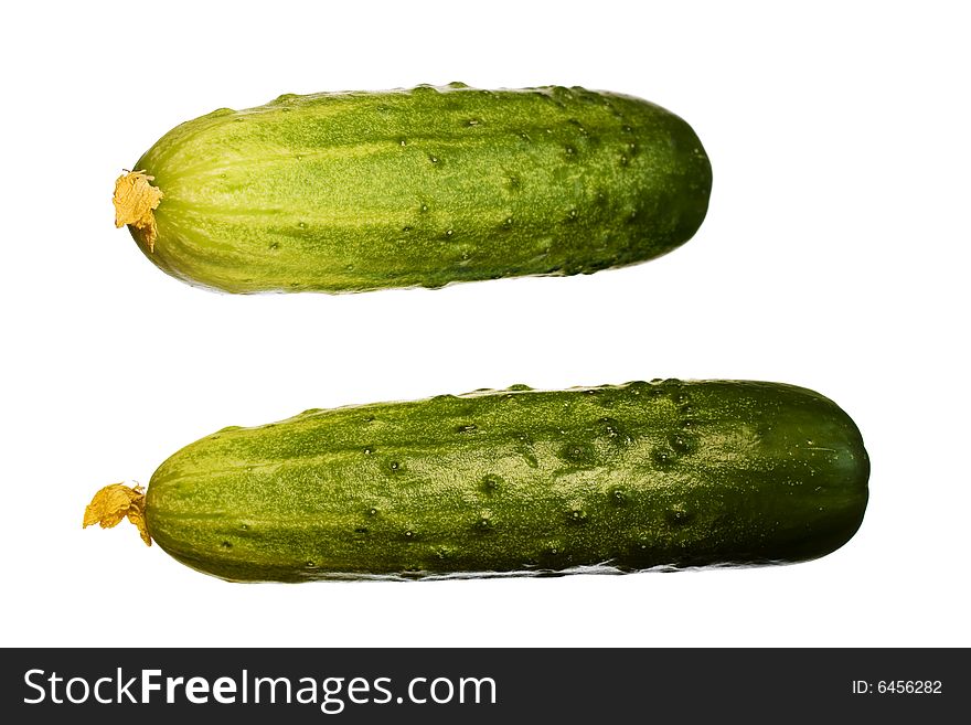 2 CucuMbers isolated on white.