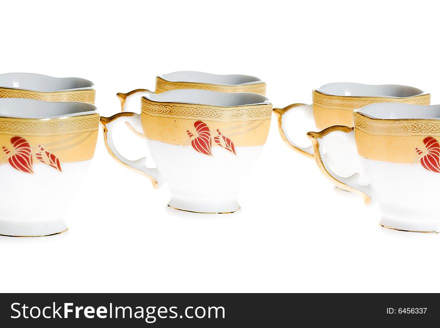 Coffee cups on white background