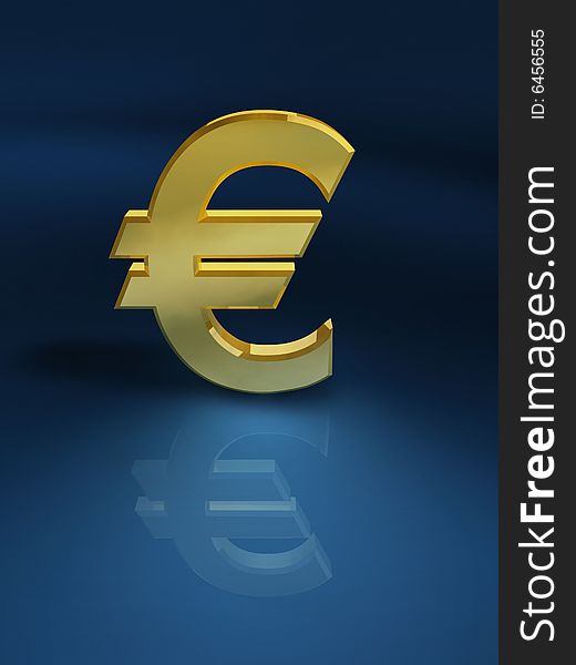 Rendering of a golden euro sign