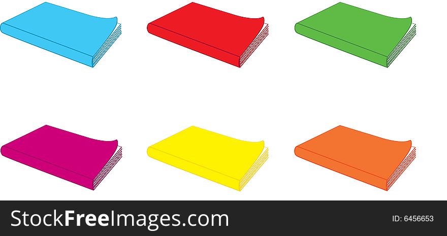 Multi color books. Vector illustration. isolated on white background, EPS8, all parts closed, possibility to edit.