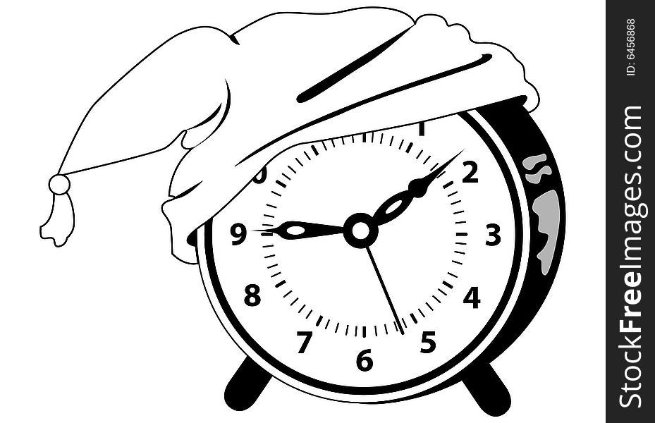 Alarm clock with sleeping hat. Alarm clock with sleeping hat
